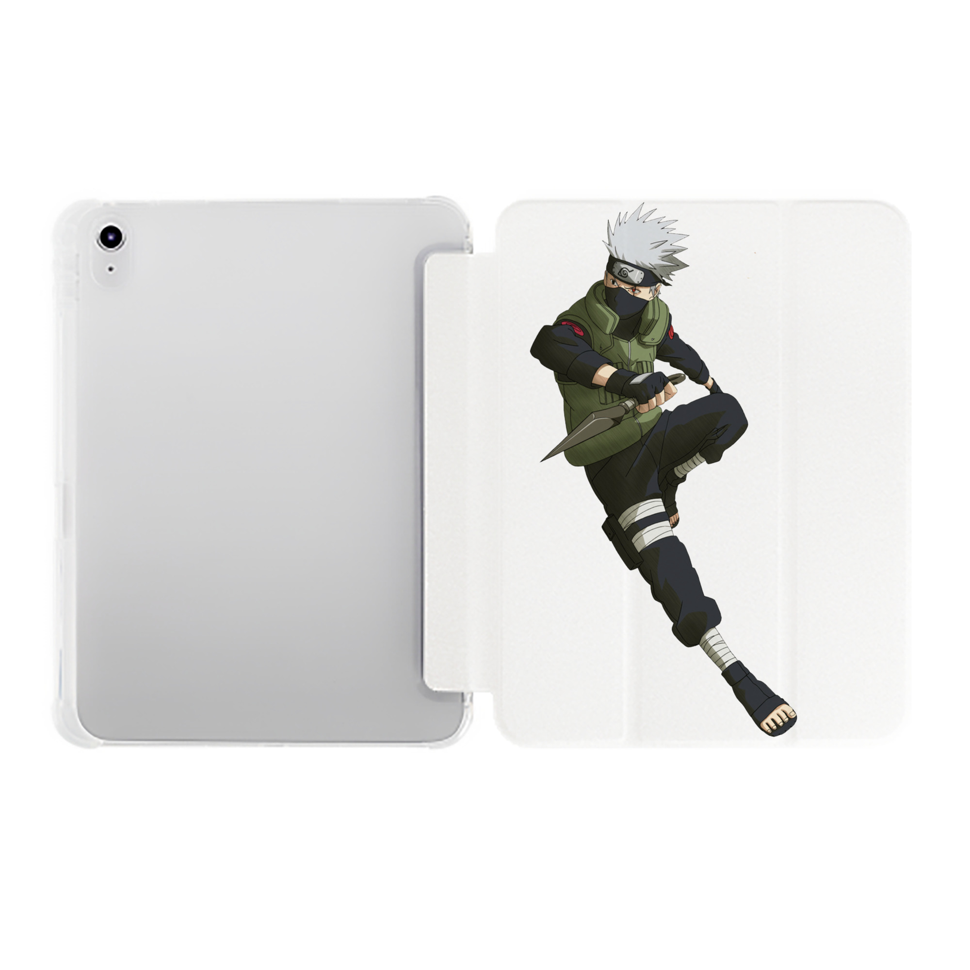 （画像用） NARUTO -ナルト- はたけ カカシ Hatake Kakashi IPad ケース ペン収納付き 三つ折りスタンド PUレザー×シリコン 対応機種9.5/10.5/10.9インチ